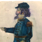 General Sol Meredith, Wayne Blouch Early 20th C. Graphite and Watercolor Drawing