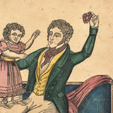Papa's Darling, c. 1850 James Fisher, Boston Hand-colored Wood Engraving in Antique Walnut Frame
