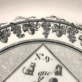 Early 19th C. French Creil Montereau Faience Rebus Plate ((Hairline Crack)