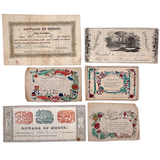 Lovely Small Collection of Early Paper Rewards of Merit with Hand-coloring