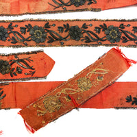 Amazing Antique Metallic Embroidery on Silk Ribbon (Collection of Pieces)