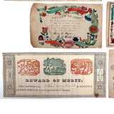 Lovely Small Collection of Early Paper Rewards of Merit with Hand-coloring
