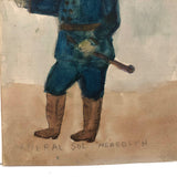 General Sol Meredith, Wayne Blouch Early 20th C. Graphite and Watercolor Drawing