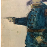 General Sol Meredith, Wayne Blouch Early 20th C. Graphite and Watercolor Drawing