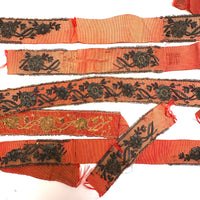 Amazing Antique Metallic Embroidery on Silk Ribbon (Collection of Pieces)