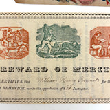 Lovely Small Collection of Early Paper Rewards of Merit with Hand-coloring