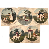 Odes to Tippoo the Dog, Wonderful c.1840s Mounted Hand-colored Storybook Engravings, Set of Five