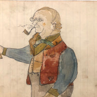 Ben Franklin, Early 20th C. Wayne Blouch Graphite and Watercolor Drawing