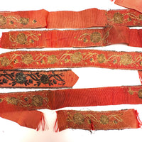 Amazing Antique Metallic Embroidery on Silk Ribbon (Collection of Pieces)