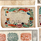 Lovely Small Collection of Early Paper Rewards of Merit with Hand-coloring