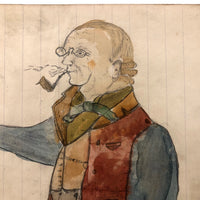 Ben Franklin, Early 20th C. Wayne Blouch Graphite and Watercolor Drawing