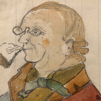 Ben Franklin, Early 20th C. Wayne Blouch Graphite and Watercolor Drawing