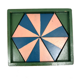 Hand-painted Vintage Parquetry Design Puzzle in a Box, Three Layers