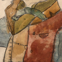 Ben Franklin, Early 20th C. Wayne Blouch Graphite and Watercolor Drawing
