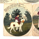 Odes to Tippoo the Dog, Wonderful c.1840s Mounted Hand-colored Storybook Engravings, Set of Five