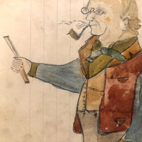 Ben Franklin, Early 20th C. Wayne Blouch Graphite and Watercolor Drawing