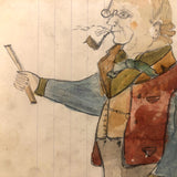 Ben Franklin, Early 20th C. Wayne Blouch Graphite and Watercolor Drawing