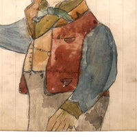 Ben Franklin, Early 20th C. Wayne Blouch Graphite and Watercolor Drawing
