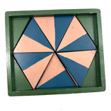 Hand-painted Vintage Parquetry Design Puzzle in a Box, Three Layers
