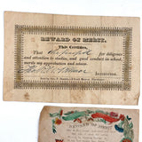 Lovely Small Collection of Early Paper Rewards of Merit with Hand-coloring
