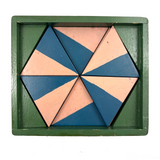 Hand-painted Vintage Parquetry Design Puzzle in a Box, Three Layers