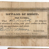 Lovely Small Collection of Early Paper Rewards of Merit with Hand-coloring