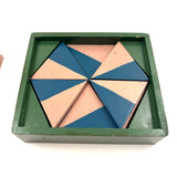 Hand-painted Vintage Parquetry Design Puzzle in a Box, Three Layers