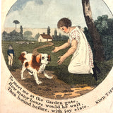 Odes to Tippoo the Dog, Wonderful c.1840s Mounted Hand-colored Storybook Engravings, Set of Five