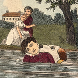 Odes to Tippoo the Dog, Wonderful c.1840s Mounted Hand-colored Storybook Engravings, Set of Five