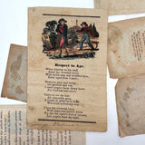 Lovely Small Collection of Early Paper Rewards of Merit with Hand-coloring