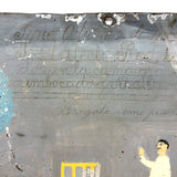 Yellow Bed, Black Chair, Man in White, Beautifully Naive 1912 Mexican Folk Art Retablo