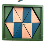 Hand-painted Vintage Parquetry Design Puzzle in a Box, Three Layers