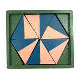 Hand-painted Vintage Parquetry Design Puzzle in a Box, Three Layers