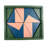 Hand-painted Vintage Parquetry Design Puzzle in a Box, Three Layers