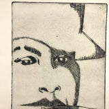 Vintage Film Noir-esque Etching, Man Smoking
