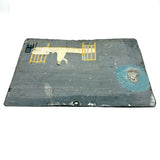 Yellow Bed, Black Chair, Man in White, Beautifully Naive 1912 Mexican Folk Art Retablo