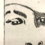 Vintage Film Noir-esque Etching, Man Smoking