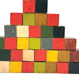 Aesthetically Arranged Pyramid of Hand-painted Antique Chemistry Blocks