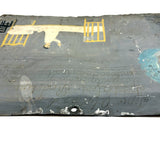 Yellow Bed, Black Chair, Man in White, Beautifully Naive 1912 Mexican Folk Art Retablo