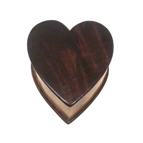 Treen Heart Shaped Box Made of Three Woods