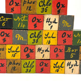 Aesthetically Arranged Pyramid of Hand-painted Antique Chemistry Blocks