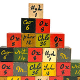 Aesthetically Arranged Pyramid of Hand-painted Antique Chemistry Blocks