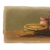 Little Gem of an Antique Oil Painting: Pipe with Matches and Ashtray