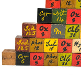 Aesthetically Arranged Pyramid of Hand-painted Antique Chemistry Blocks