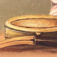 Little Gem of an Antique Oil Painting: Pipe with Matches and Ashtray