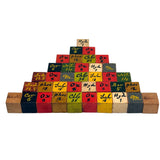 Aesthetically Arranged Pyramid of Hand-painted Antique Chemistry Blocks