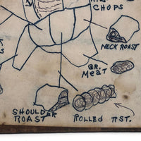 Mickey Doyle's How to Dress and Cut Deer, Ink Drawing Stapled to Hardboard