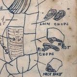 Mickey Doyle's How to Dress and Cut Deer, Ink Drawing Stapled to Hardboard