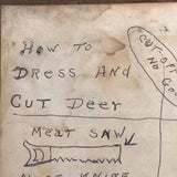 Mickey Doyle's How to Dress and Cut Deer, Ink Drawing Stapled to Hardboard