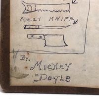 Mickey Doyle's How to Dress and Cut Deer, Ink Drawing Stapled to Hardboard